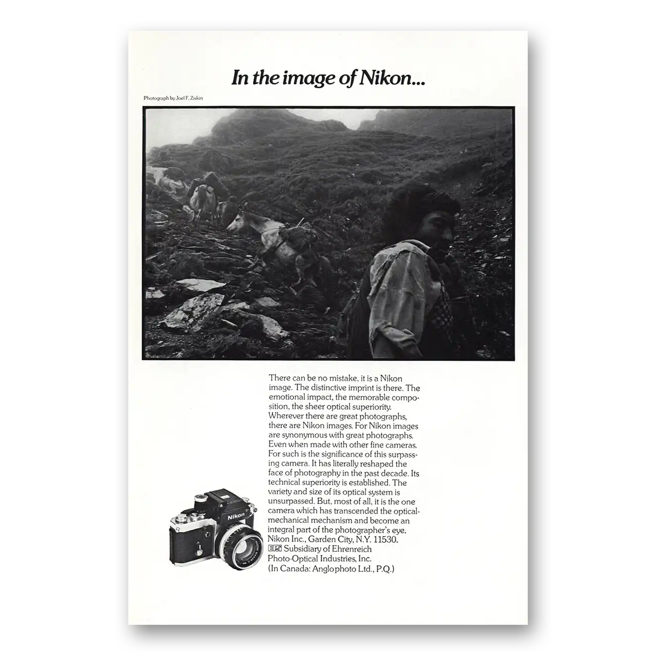 1972 Nikon Camera Image of Nikon Vintage Magazine Print Ad