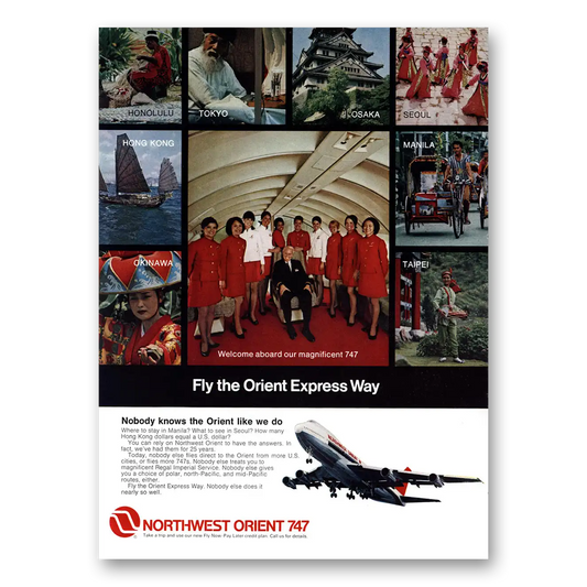 1972 Northwest Orient Airlines Honolulu Tokyo Osaka Vintage Magazine Print Ad