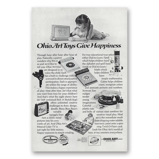 1972 Etch A Sketch Give Happiness Vintage Magazine Print Ad