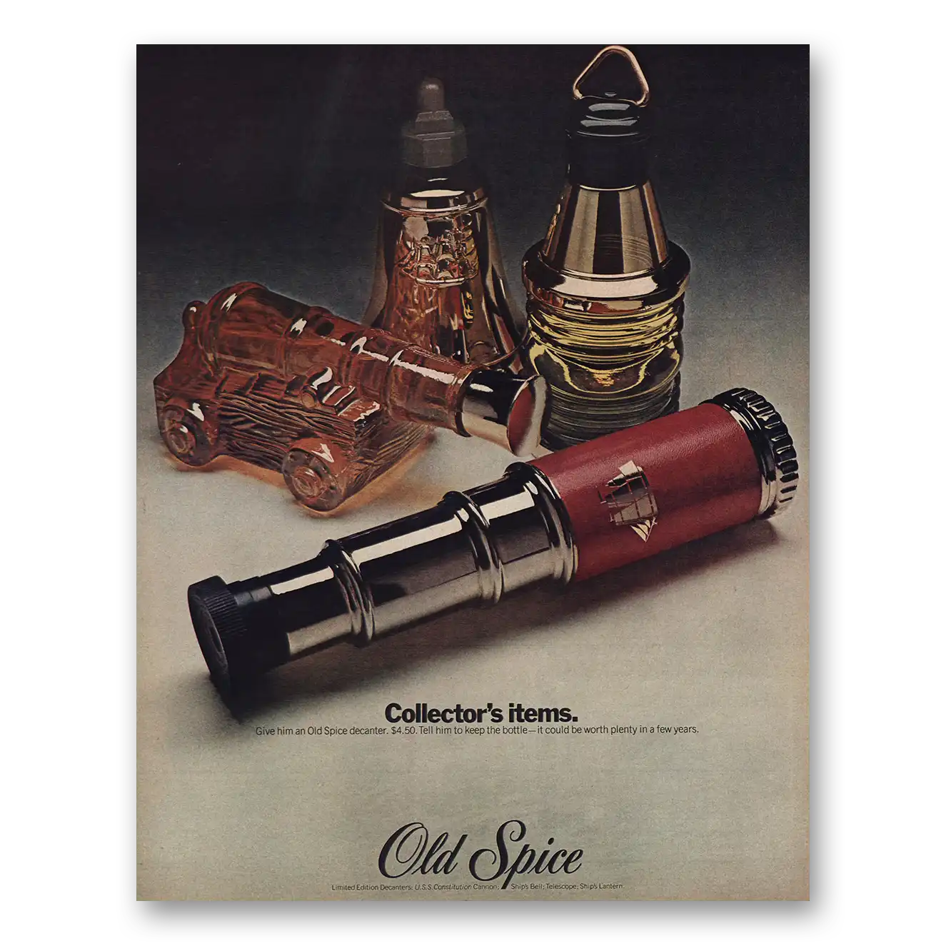 1972 Old Spice Collectors Items Decanters Vintage Magazine Print Ad