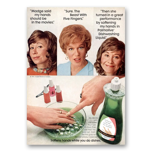 1972 Palmolive Dish Soap Madge Said My Hands Should Be in the Movies Vintage Magazine Print Ad