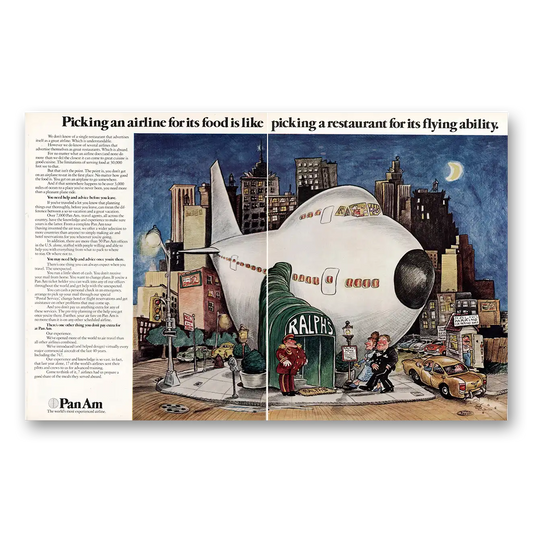 1972 Pan Am Picking An Airline For Its Food Vintage Magazine Print Ad