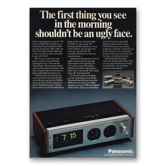 1972 Panasonic Clock Radio First Thing You See In Morning Vintage Magazine Print Ad