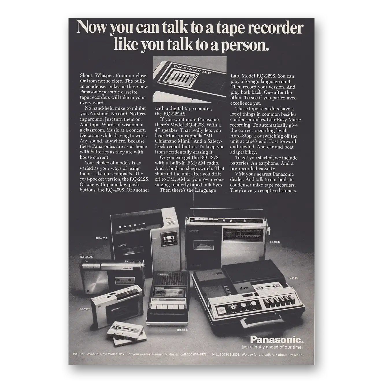 1972 Panasonic Tape Recorder Now You Can Talk to a Tape Recorder Vintage Magazine Print Ad