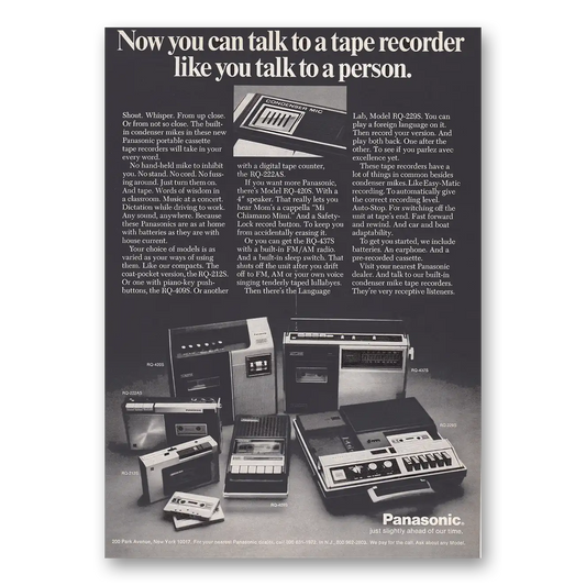 1972 Panasonic Tape Recorder Now You Can Talk to a Tape Recorder Vintage Magazine Print Ad