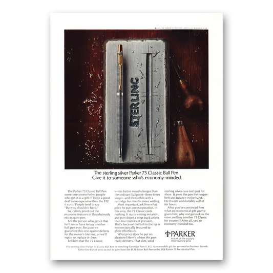 1972 Parker 75 Pen Sterling Vintage Magazine Print Ad