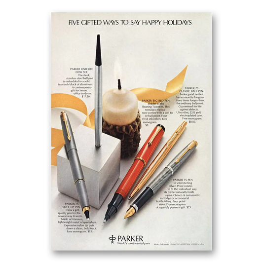 1972 Parker Pens Classic Big Red Soft Tip, Unicube Vintage Magazine Print Ad