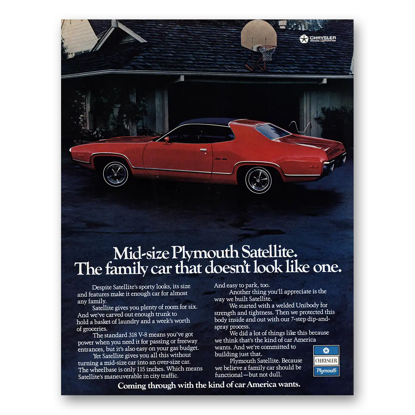 1972 Plymouth Satellite Family Car That Doesn't Look Like One Vintage Magazine Print Ad