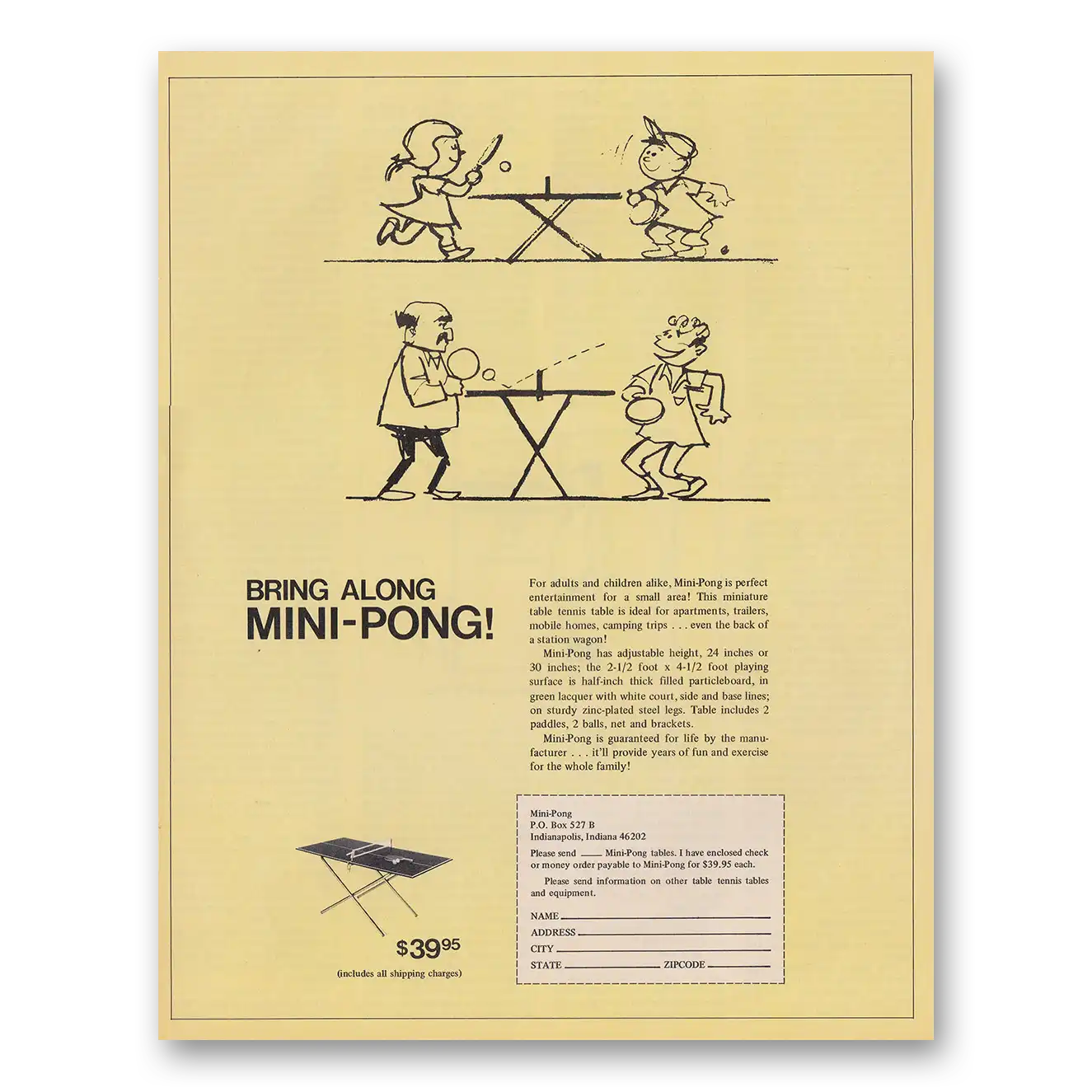 1972 Mini Pong Bring Along Mini Pong Vintage Magazine Print Ad