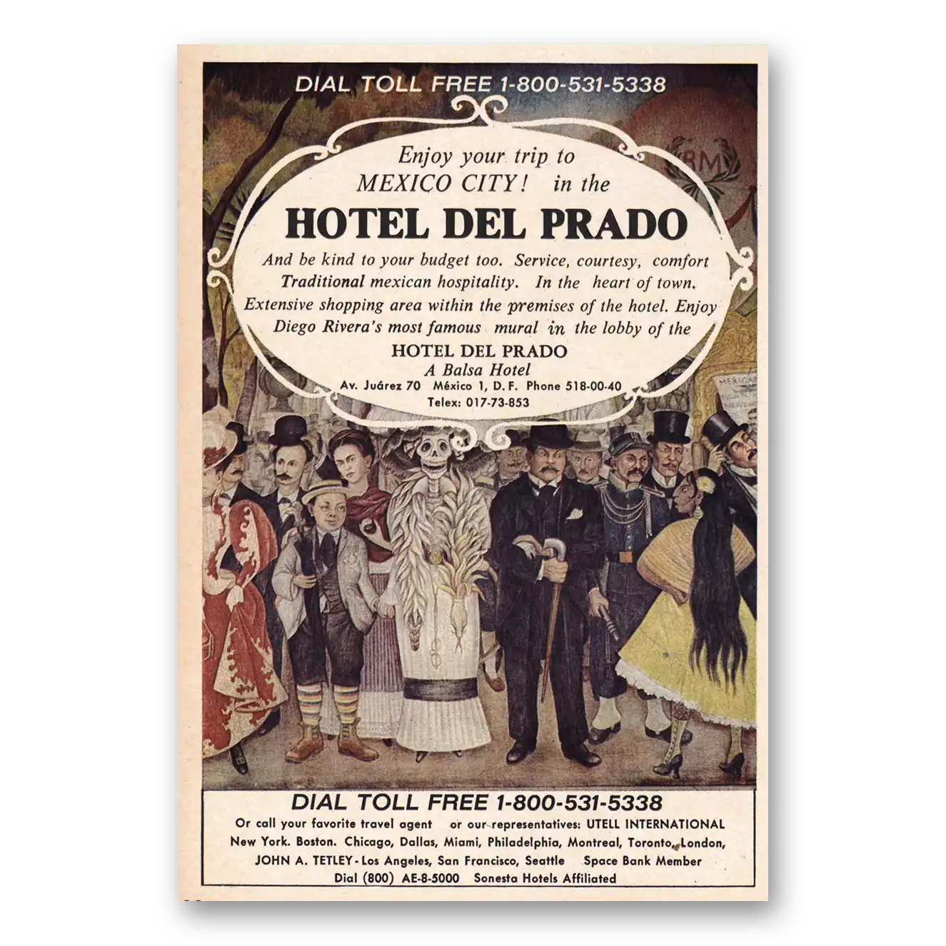 1972 Hotel Del Prado Mexico City Vintage Magazine Print Ad