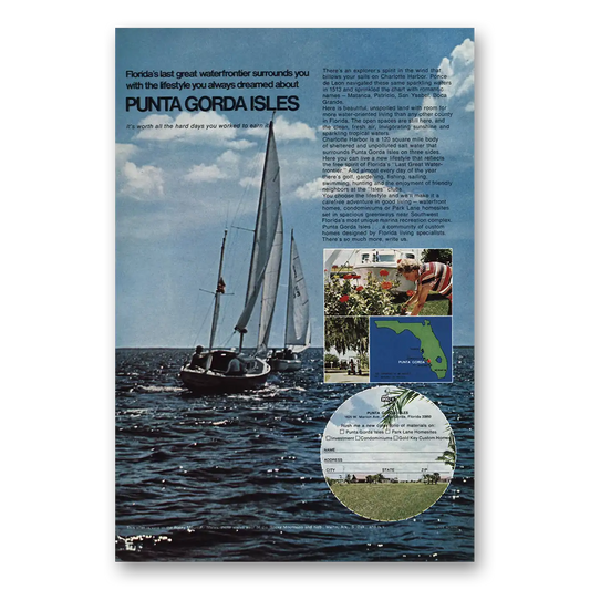 1972 Punta Gorda Isles Florida Last Great Waterfrontier Vintage Magazine Print Ad