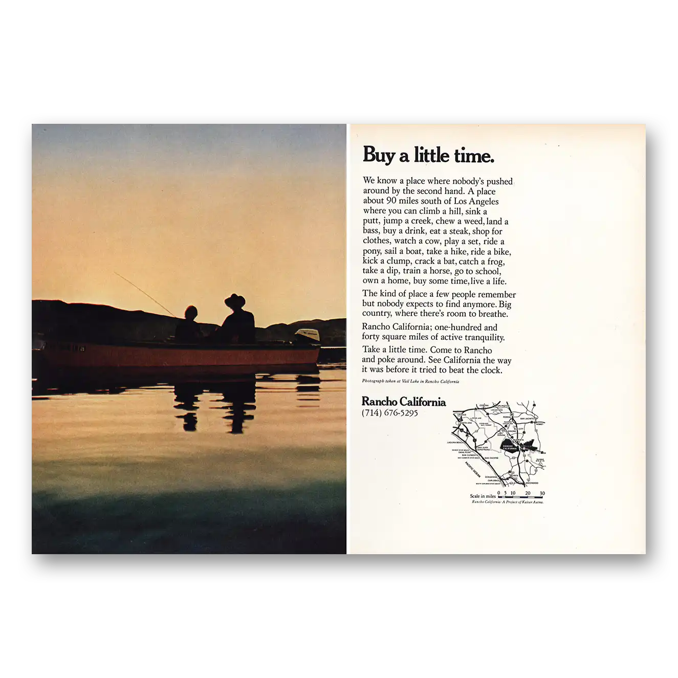 1972 Rancho California Buy a Little Time Vintage Magazine Print Ad