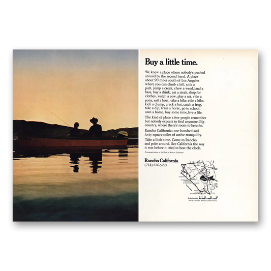 1972 Rancho California Buy a Little Time Vintage Magazine Print Ad