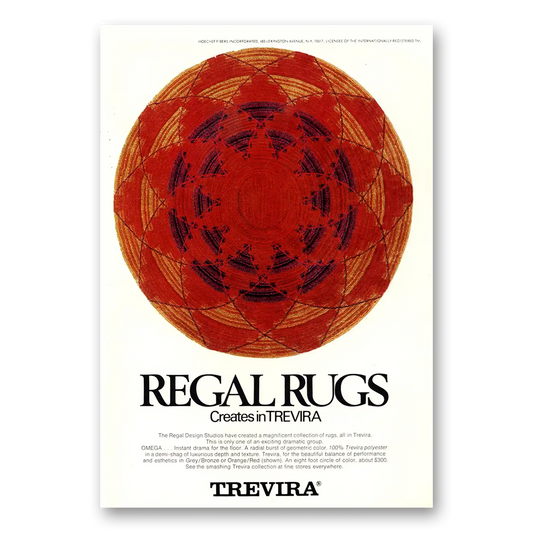 1972 Regal Rugs Creates In Trevira Vintage Magazine Print Ad