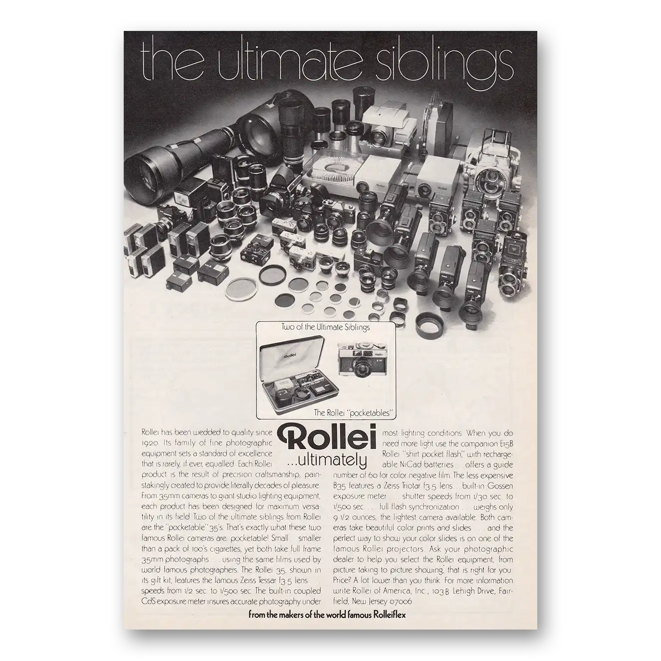 1972 Rollei Camera Ultimate Siblings Vintage Magazine Print Ad