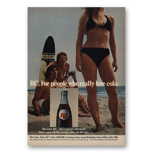 1973 Royal Crown Cola For People Who Really Love Cola Vintage Magazine Print Ad