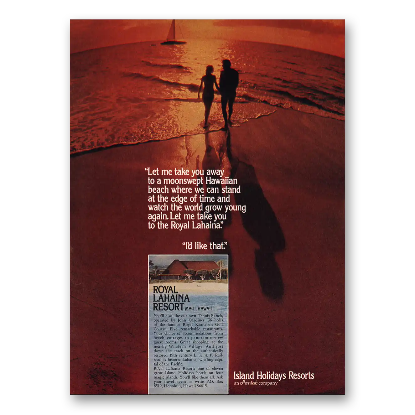 1972 Royal Lahaina Resort Moonswept Hawaiian Beach Vintage Magazine Print Ad