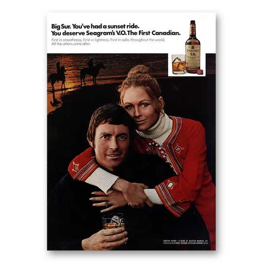 1972 Seagrams VO Whisky Big Sur Had a Sunset Ride Vintage Magazine Print Ad