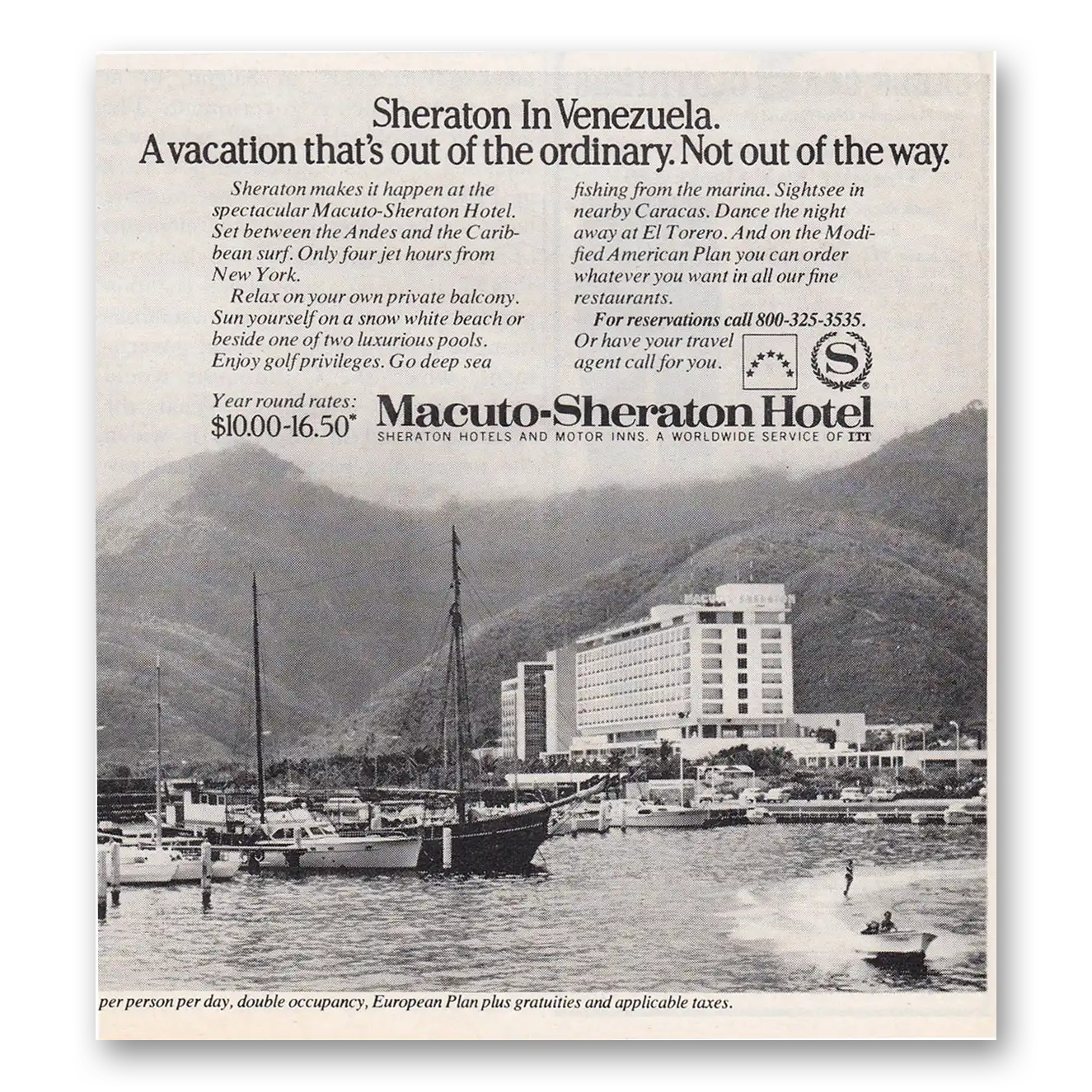 1972 Macuto Sheraton Hotel Out of the Ordinary Vintage Magazine Print Ad