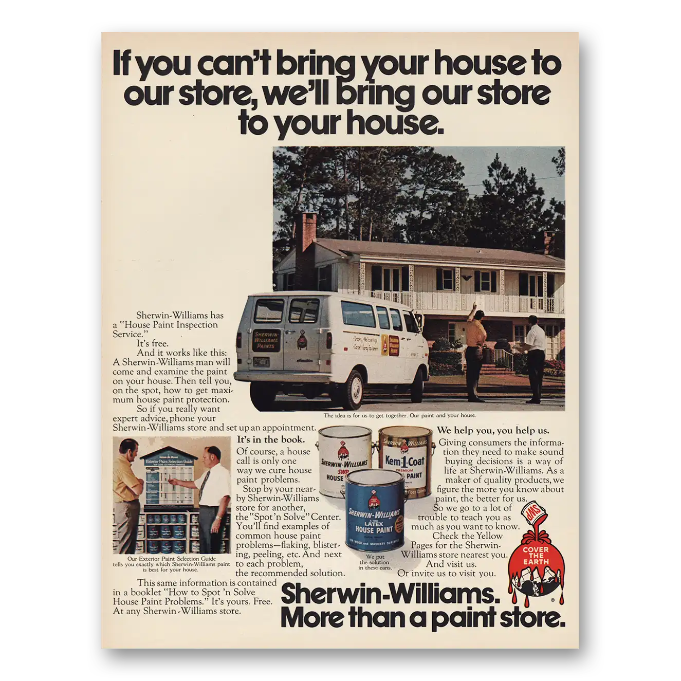 1972 Sherwin Williams Paints Cant Bring Your House to Our Store Vintage Magazine Print Ad