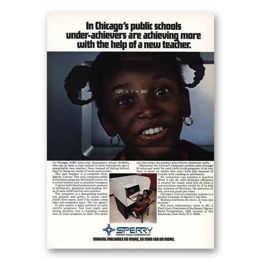 1972 Sperry Rand Chicagos Public Schools Vintage Magazine Print Ad