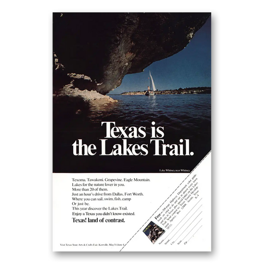 1972 Texas Texas Is the Lakes Trail Vintage Magazine Print Ad