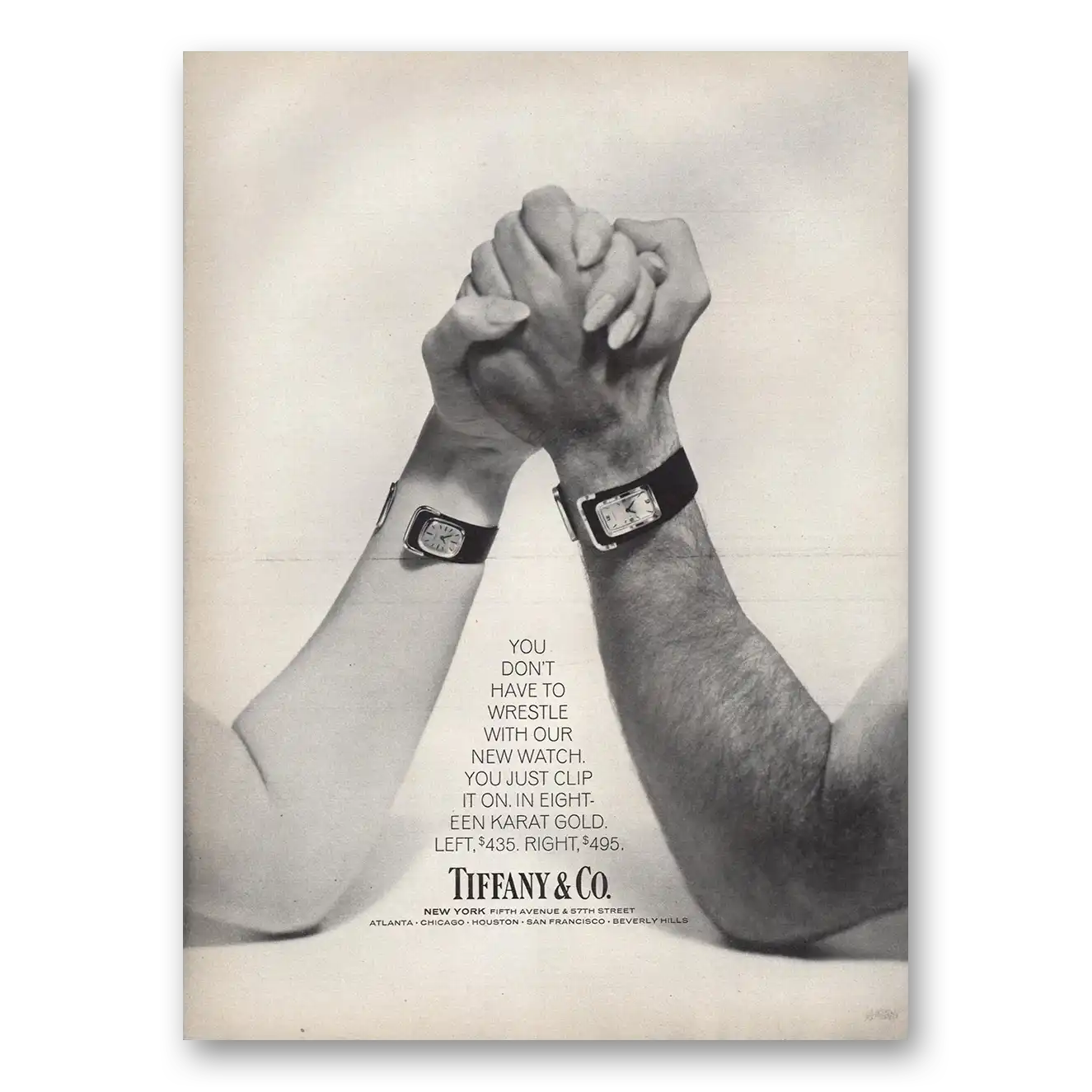 1972 Tiffany & Co Watches You Don’t Have to Wrestle Vintage Magazine Print Ad