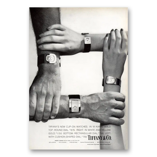 1972 Tiffany & Co Watches Clip On Watches Vintage Magazine Print Ad