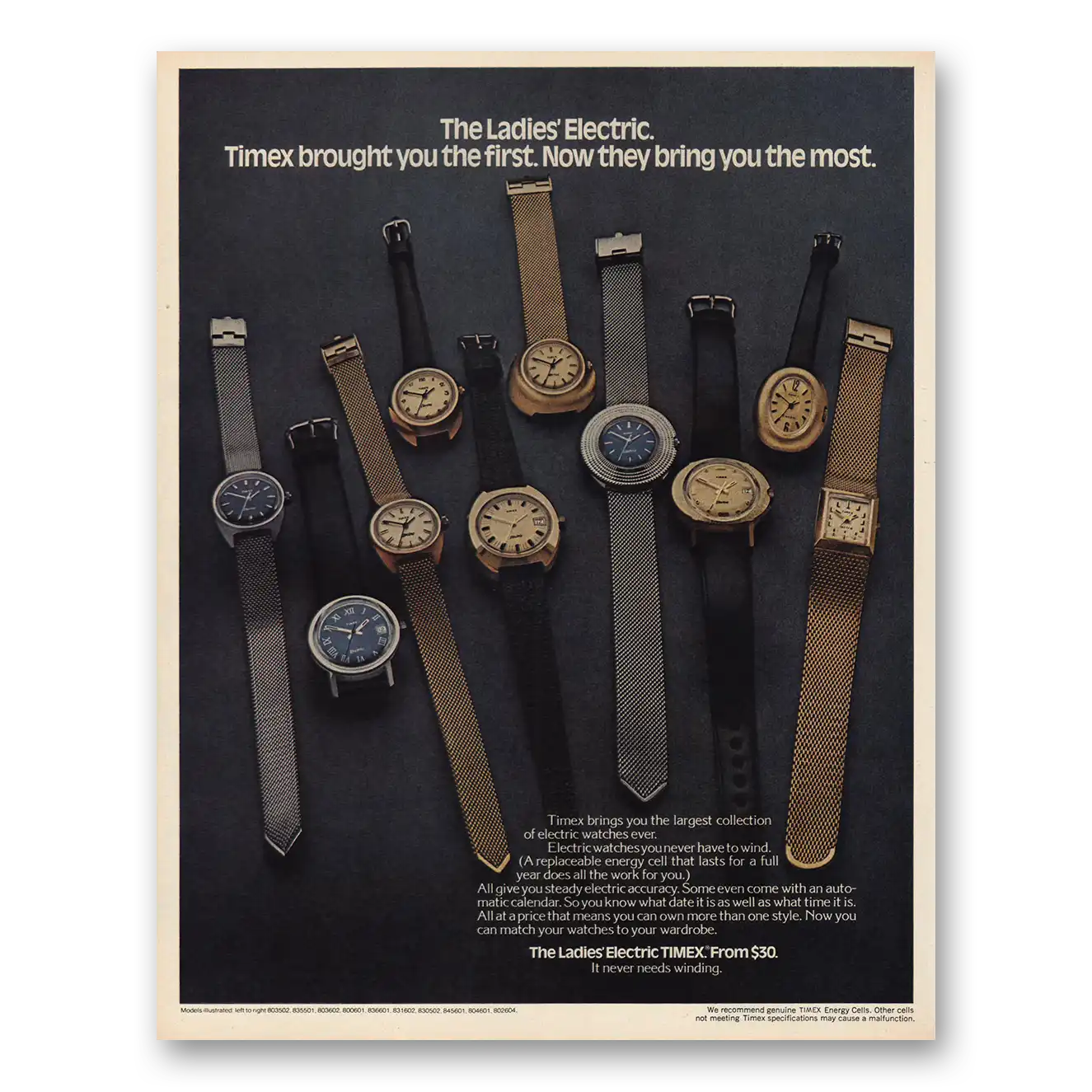 1972 Timex Watch Ladies Electric Brought You the First Vintage Magazine Print Ad