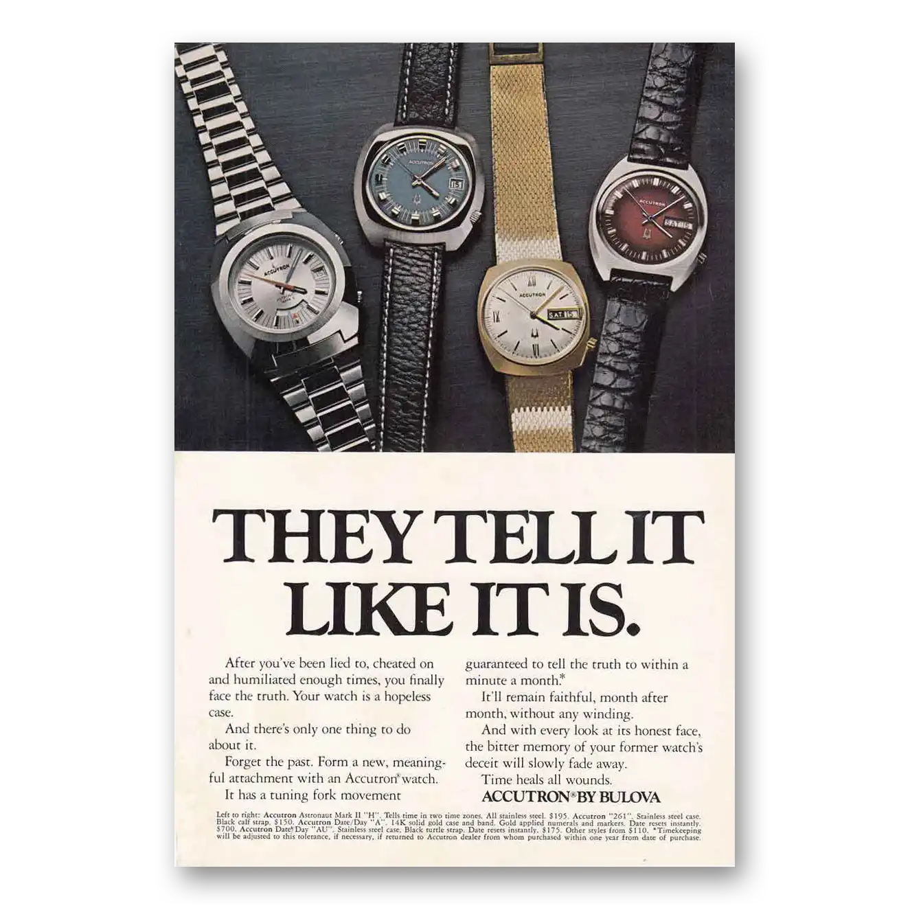 1972 Timex Watch They Tell It Like It Is Vintage Magazine Print Ad