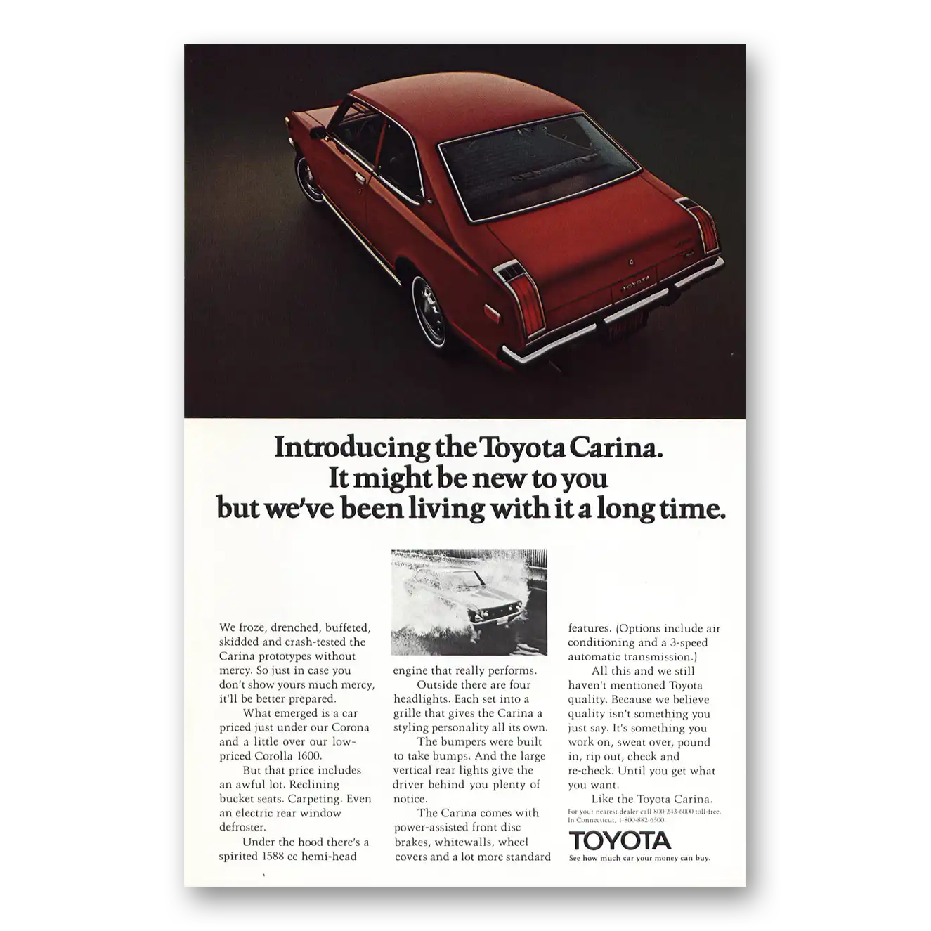 1972 Toyota Carina Living With It A Long Time Vintage Magazine Print Ad