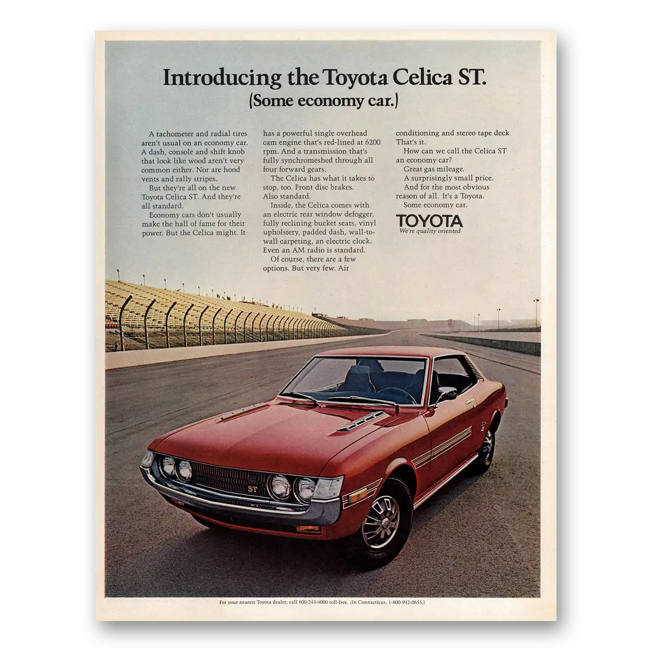 1972 Toyota Celica Some Economy Car Vintage Magazine Print Ad