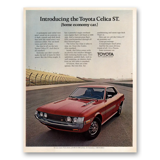 1972 Toyota Celica Some Economy Car Vintage Magazine Print Ad