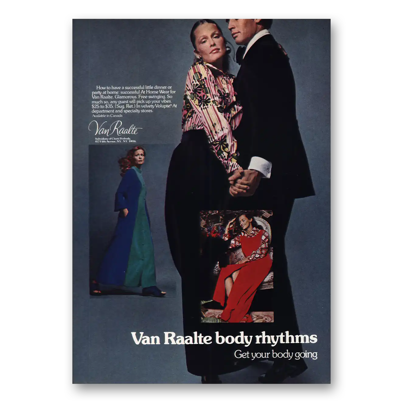 1972 Van Raalte Body Rhythms Vintage Magazine Print Ad