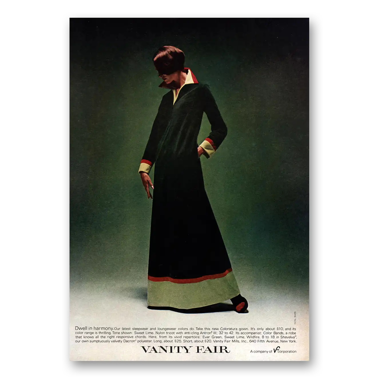 1972 Vanity Fair Fashion Dwell In Harmony Vintage Magazine Print Ad