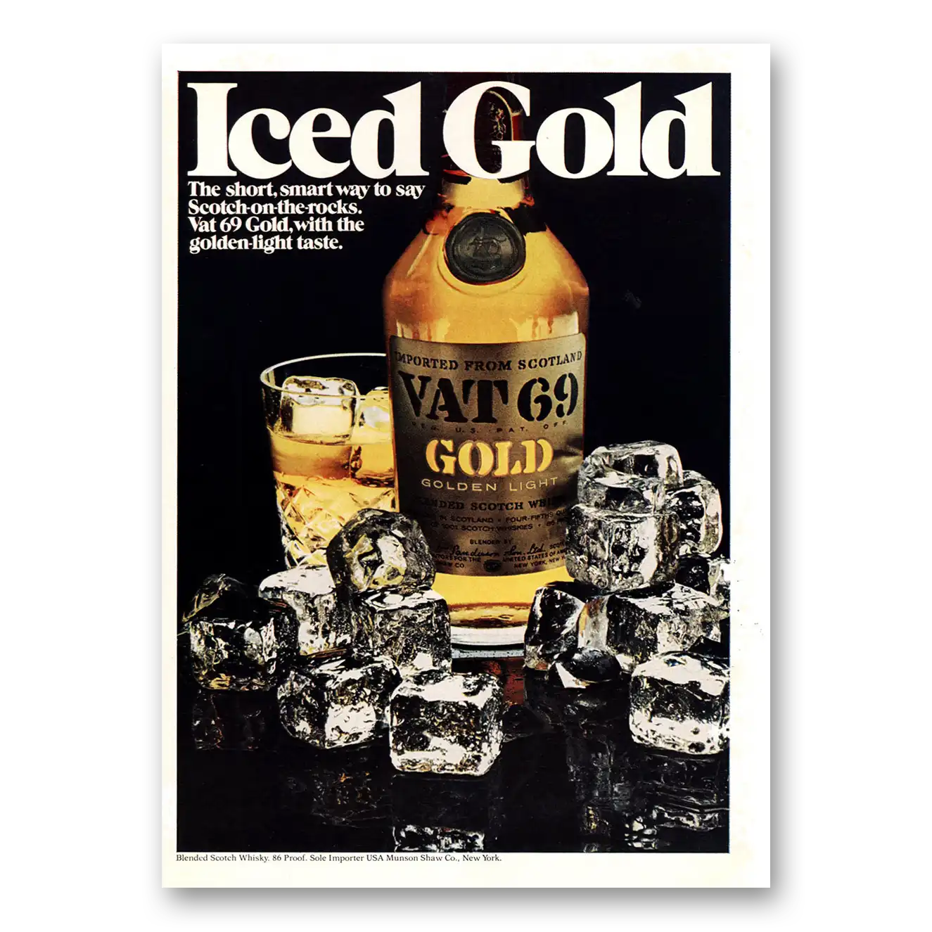 1972 VAT69 Iced Gold Short Smart Way Vintage Magazine Print Ad