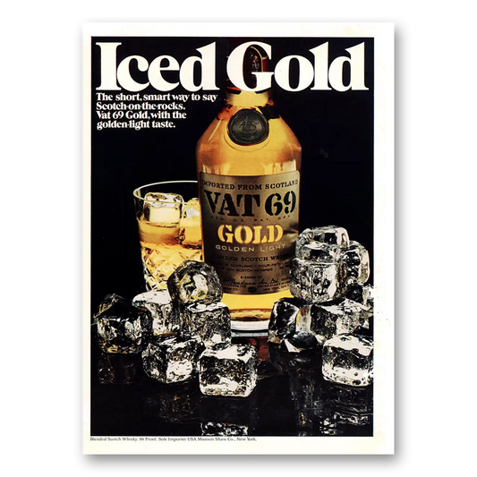 1972 VAT69 Iced Gold Short Smart Way Vintage Magazine Print Ad