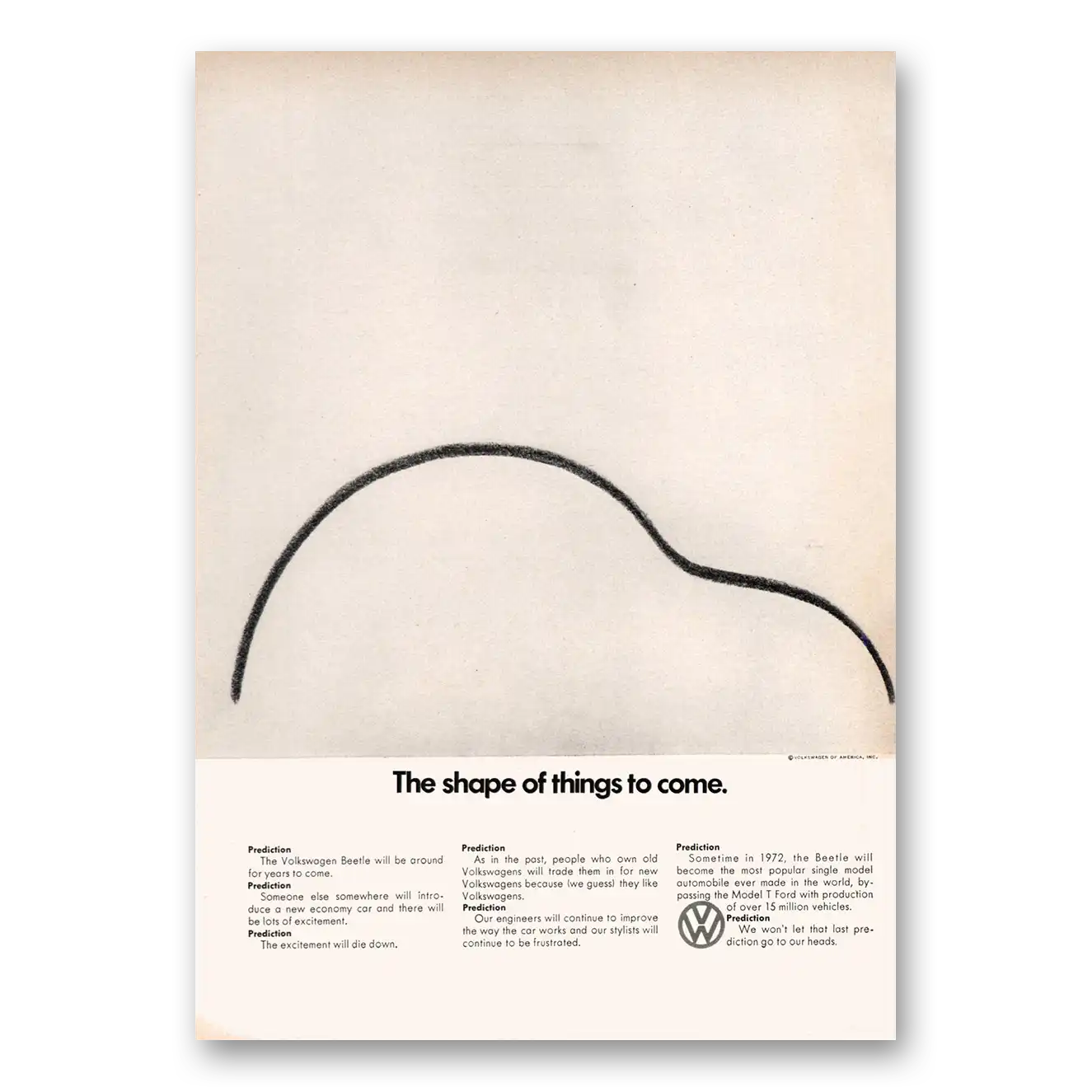 1972 Volkswagen Beetle Shape of Things To Come Vintage Magazine Print Ad