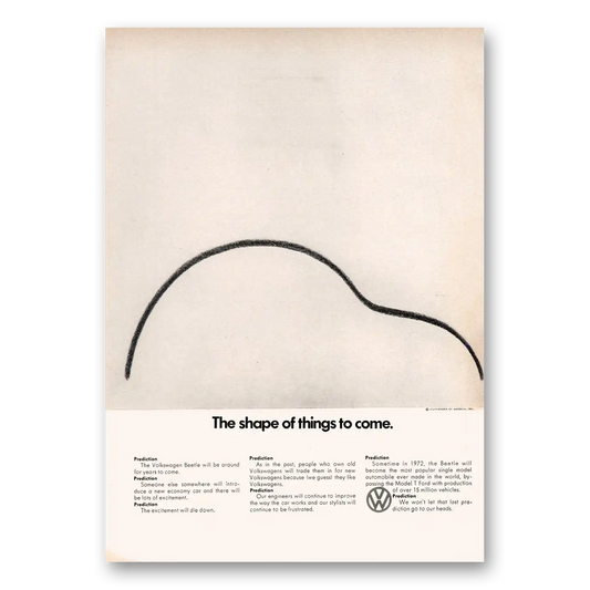 1972 Volkswagen Beetle Shape of Things To Come Vintage Magazine Print Ad