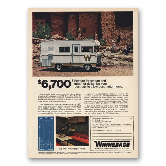 1972 Winnebago Motor Home Feature for Feature Vintage Magazine Print Ad