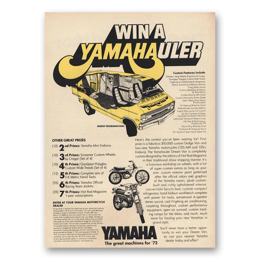 1972 Yamaha Yamahauler Vintage Magazine Print Ad