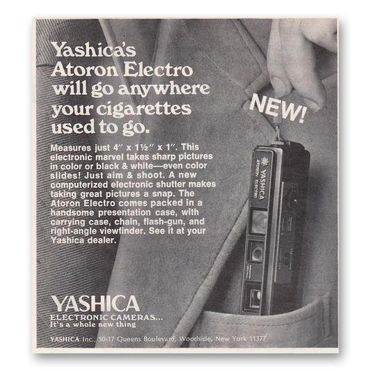 1972 Yashica Cameras Atoron Electro Your Cigarettes Used to Go Vintage Magazine Print Ad