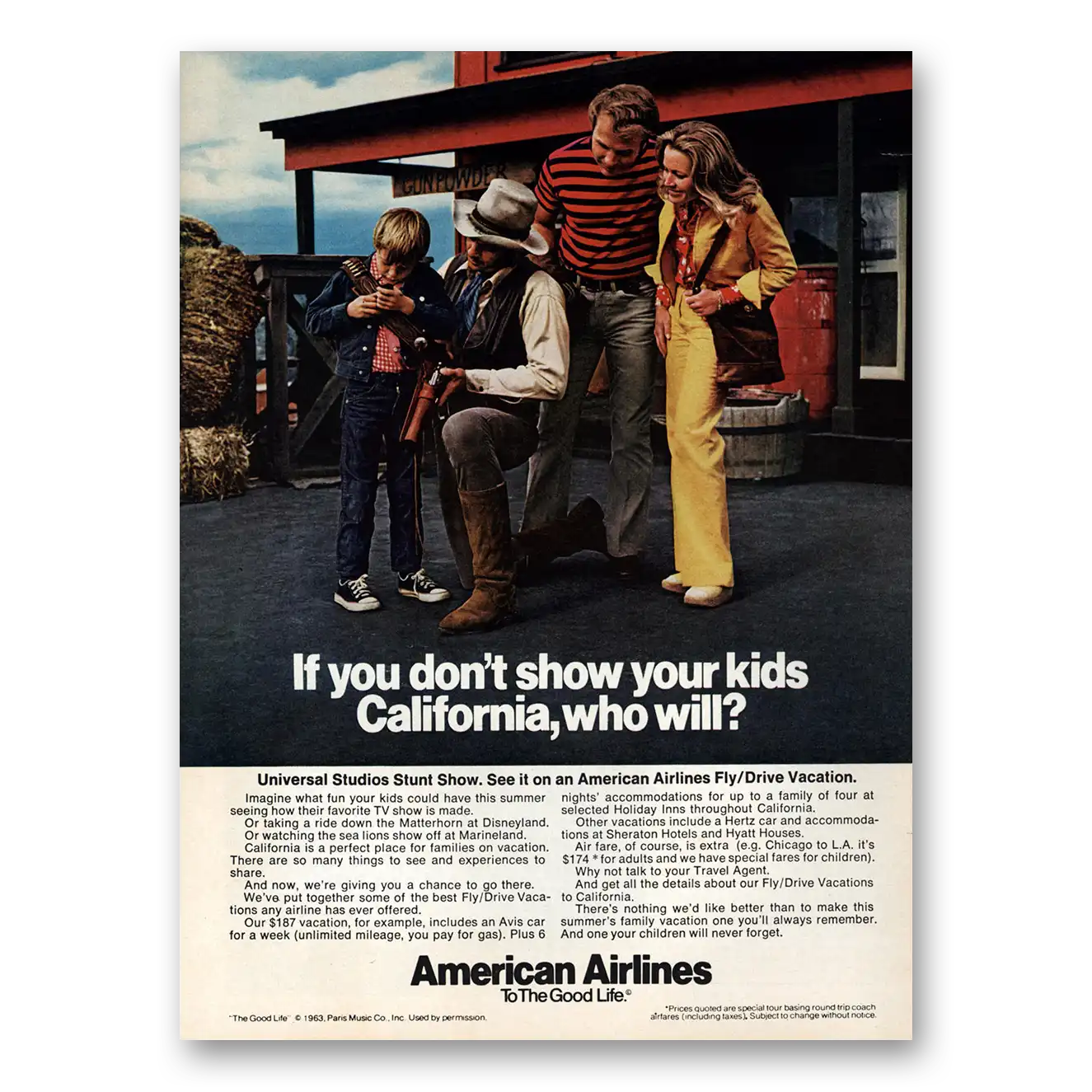 1973 American Airlines You Don't Show Your Kids California Vintage Magazine Print Ad