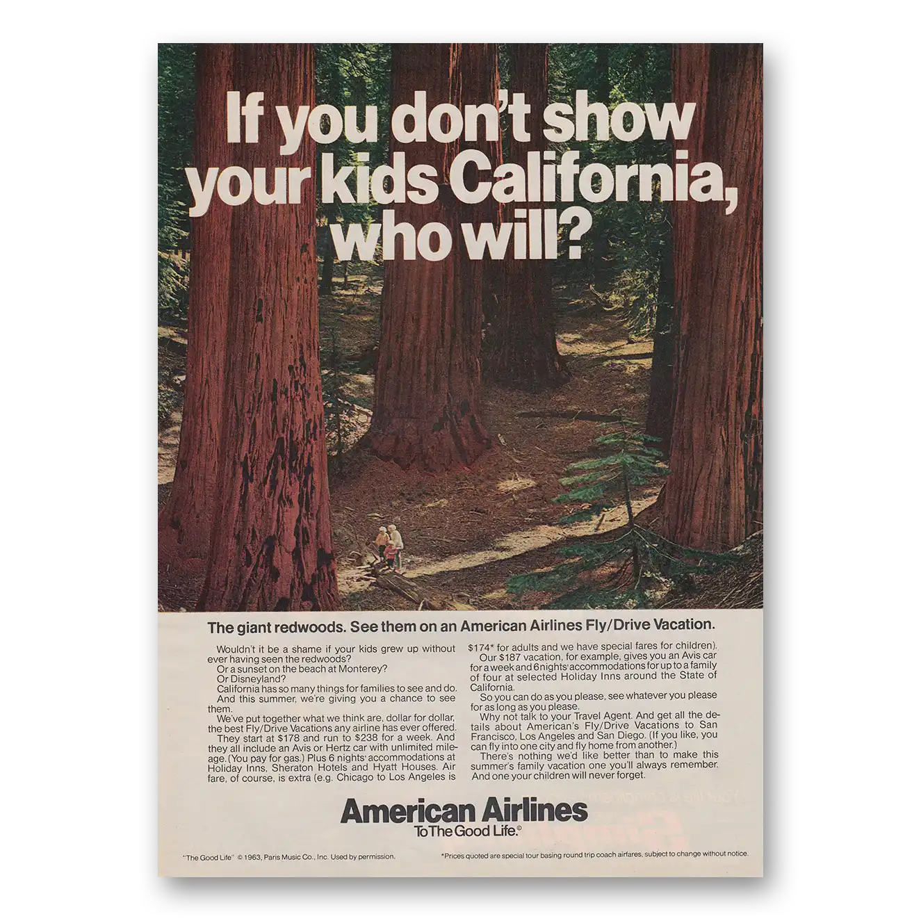 1973 American Airlines Show Your Kids California Vintage Magazine Print Ad