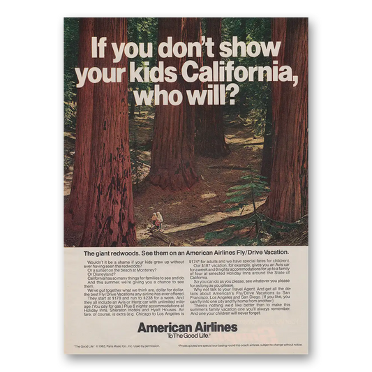 1973 American Airlines Show Your Kids California Vintage Magazine Print Ad