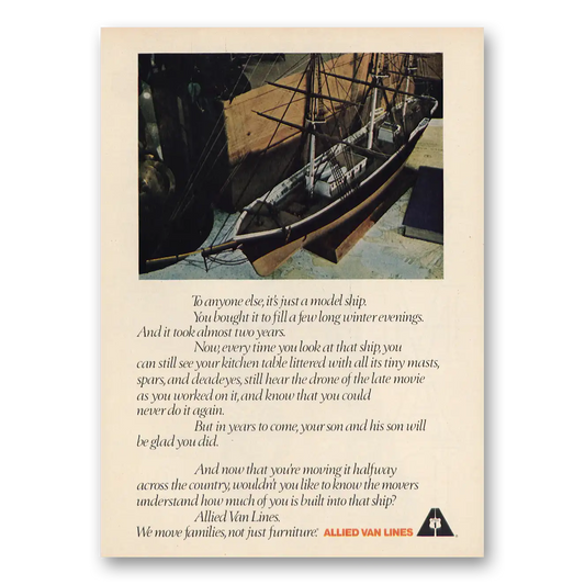 1973 Allied Van Lines To Anyone Else Model Ship Vintage Magazine Print Ad