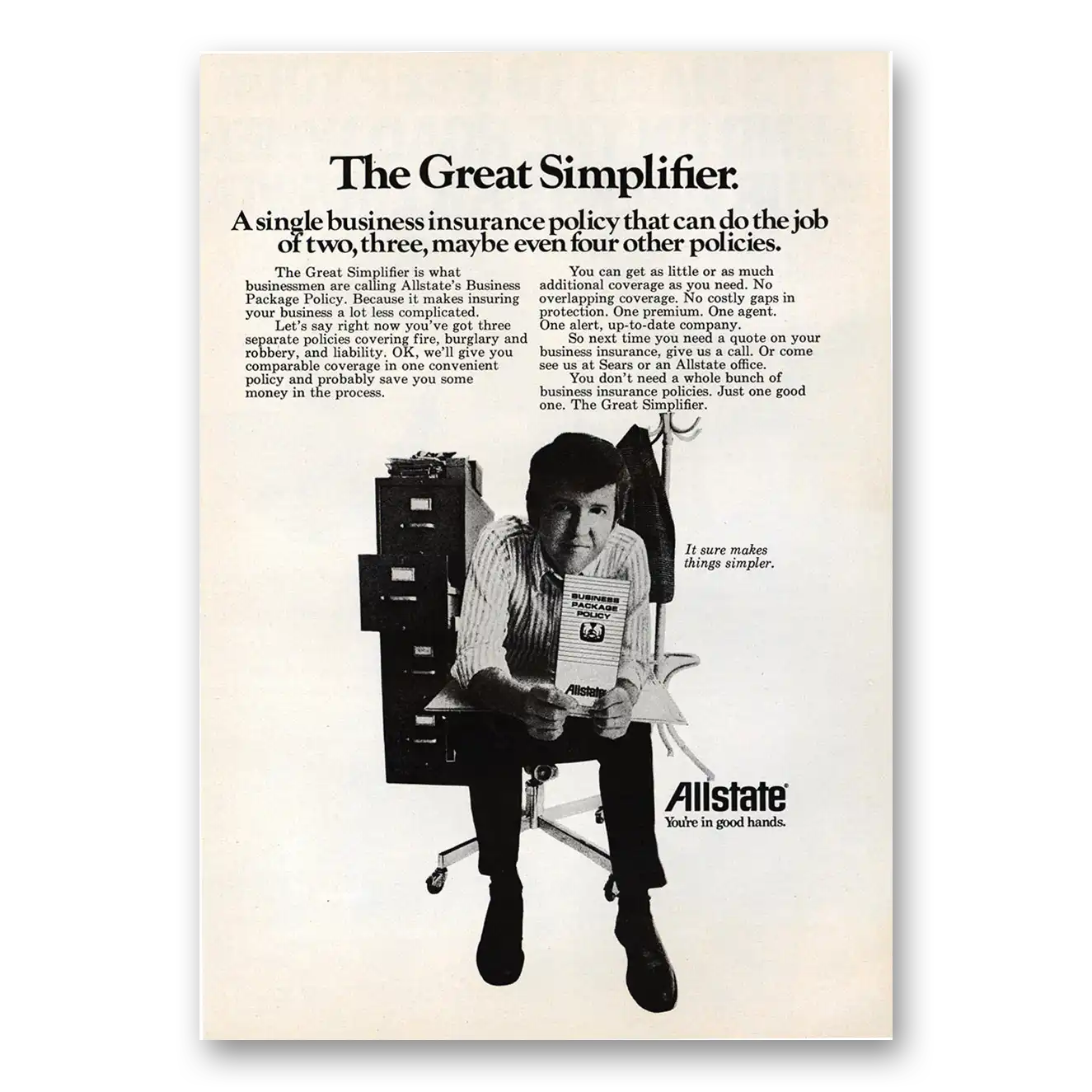 1973 Allstate Insurance Great Simplifier Vintage Magazine Print Ad