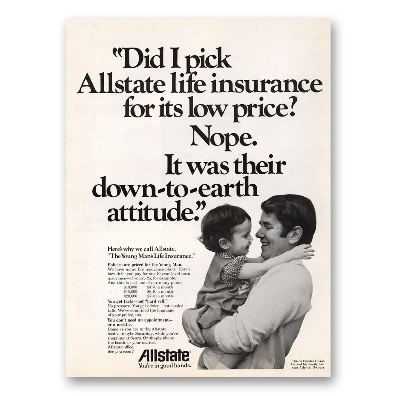 1973 Allstate Insurance Down to Earth Attitude Vintage Magazine Print Ad