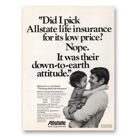 1973 Allstate Insurance Down to Earth Attitude Vintage Magazine Print Ad