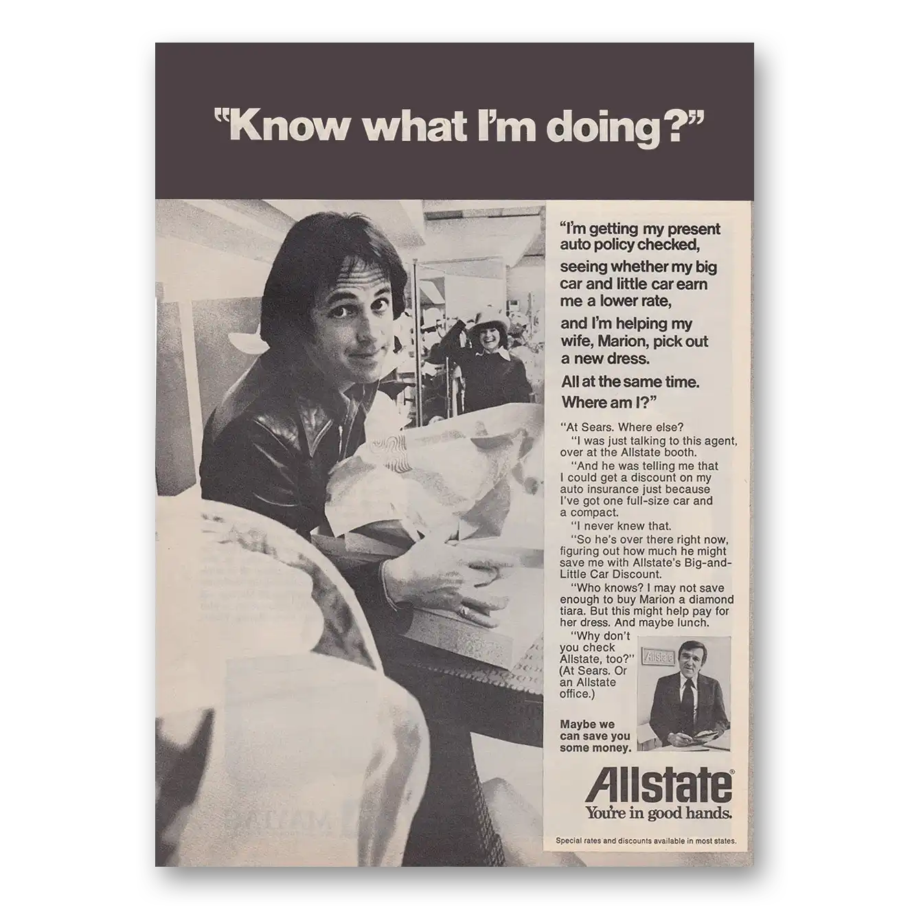 1973 Allstate Insurance Know What Im Doing Auto Policy Checked Vintage Magazine Print Ad